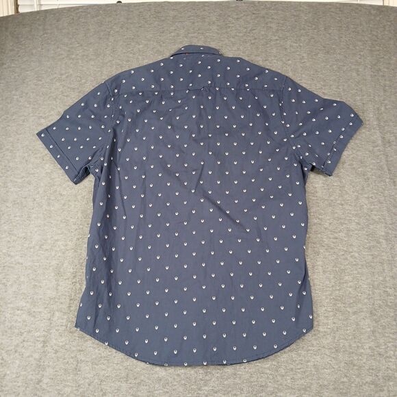 Denim‎ & Flower Ricky Singh Button Up Shirt Men's Large Blue Skull Pattern - Picture 9 of 10